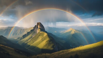 Rainbow over a mountain from Generative AI