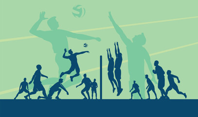 Premium Illustration of volleyball players playing together best for your digital graphic and print	
