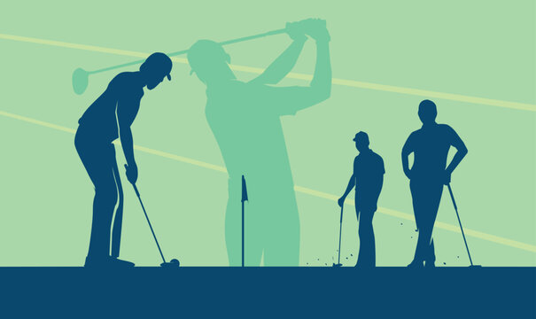Premium Illustration of golfers playing together best for your digital graphic and print - Powered by Adobe