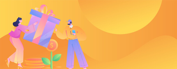 Festive Shopping E-Commerce Online Shopping People Flat Vector Concept Operation Hand Drawn Illustration
