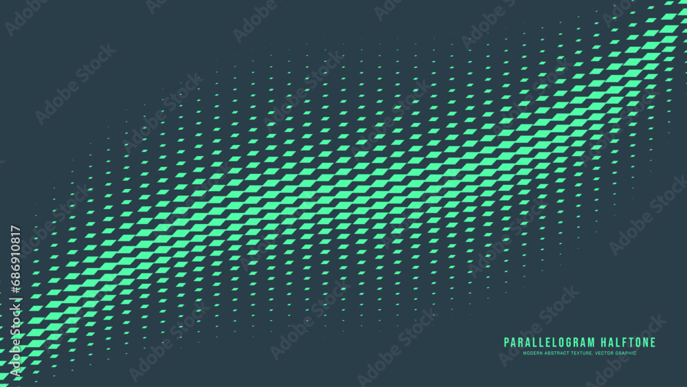 Poster parallelogram halftone vector dynamic smooth curved border eye catching abstract background. modern 