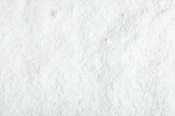 Pile of white snow as background, top view