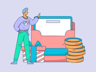 Festive Shopping E-Commerce Online Shopping People Flat Vector Concept Operation Hand Drawn Illustration
