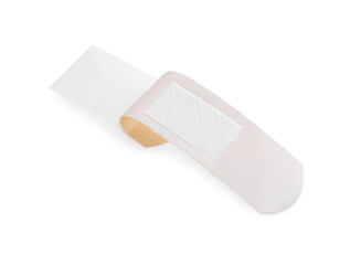 One medical adhesive bandage isolated on white