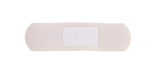 One medical adhesive bandage isolated on white, top view