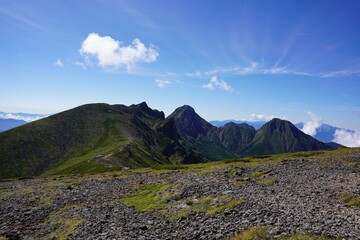硫黄岳から望む南八ヶ岳の山々