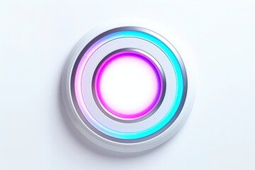 Abstract high tech multicolor button on white background