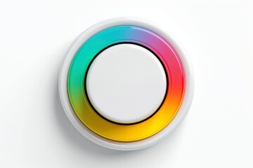 Abstract high tech multicolor button on white background