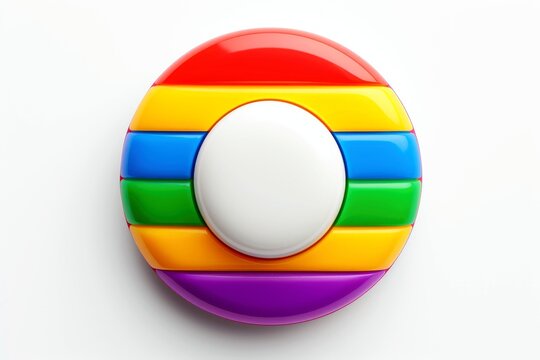 Abstract high tech multicolor button on white background