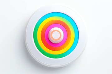 Abstract high tech multicolor button on white background