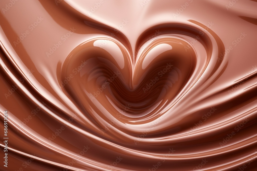 Poster abstract backdrop of melted milk chocolate. background with selective focus and copy space