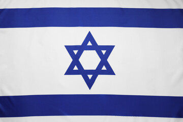 Flag of Israel as background, top view. National symbol