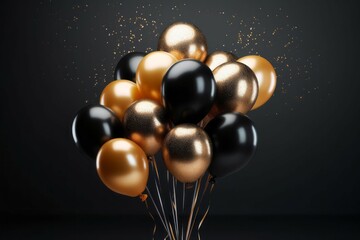 Festive inflatable balloons, black friday concept. Background with selective focus and copy space