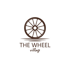 Cart wheel vehicle traditional logo design, farming wagon wood, cart wood rustic, traditional cart design. © haerul