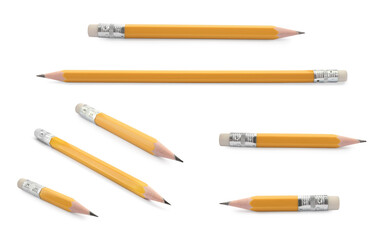 Sharp graphite pencils isolated on white, set