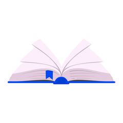 Vector open blue book library isolated illustration on white background