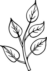 Floral Leaves Line Art Icons Nature