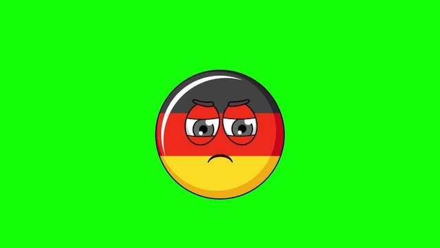 Angry emoticon of flag of germany character, loop animation emoji