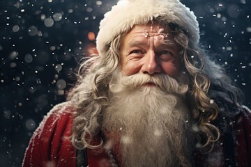 Santa Claus Stopping to Wink at Camera in Snow