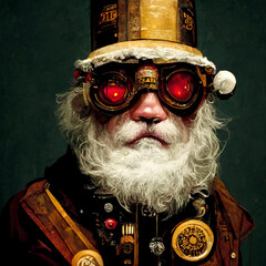 Portrait of steampunk Santa Claus