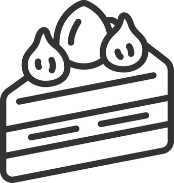 recommend clip art: イチゴのショートケーキのアイコン（線画）のイラスト