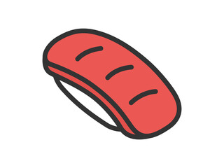 マグロの寿司のアイコン（線画カラー）のイラスト
