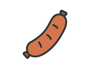 皮付きソーセージのアイコン（線画カラー）のイラスト