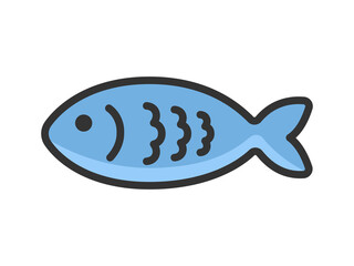 シンプルな魚のアイコン（線画カラー）のイラスト