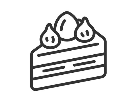 recommend clip art: イチゴのショートケーキのアイコン（線画）のイラスト