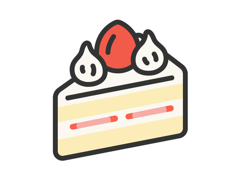 recommend clip art: イチゴのショートケーキのアイコン（線画カラー）のイラスト