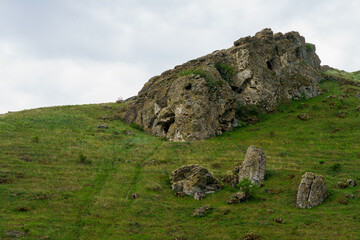 Hilly valley. Background with selective focus and copy space