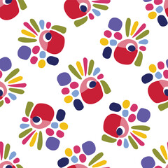 Cute scandi kids monster graphic design doodle seamless vector pattern. Colorful creature in bright happy playful endless wallpaper. Minimalist gender neutral art illustration.