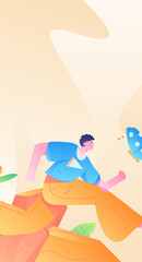 People exercising healthy running vector internet operation illustration
