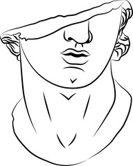 Mythology Marble Head Leaf Flower Line Art