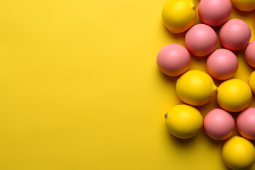Lemons and grapefruit background with copy space