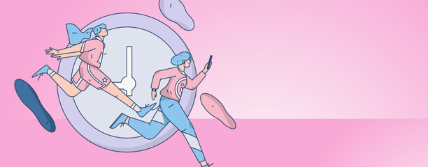 People exercising healthy running vector internet operation illustration
