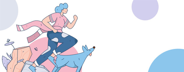 People exercising healthy running vector internet operation illustration
