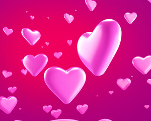 カラフルなハートの3Dイラスト背景画像