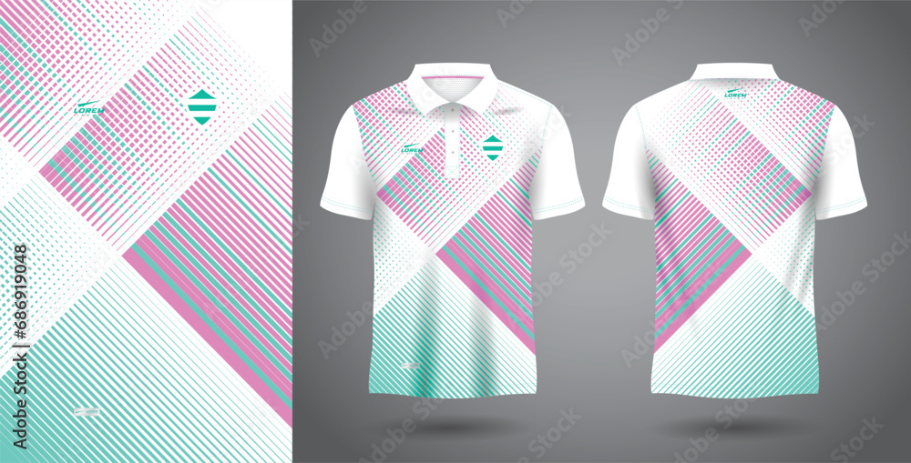 Wall mural abstract soft green and pink polo sport shirt sublimation jersey template