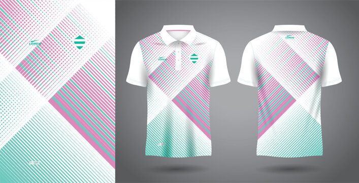 abstract soft green and pink polo sport shirt sublimation jersey template