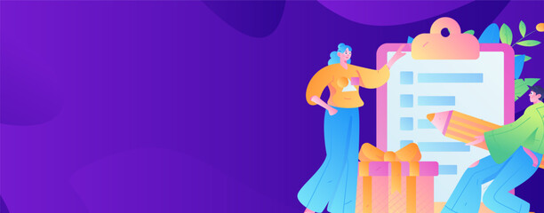 Naklejka premium Invite friends to conduct questionnaire flat vector concept operation hand drawn illustration 