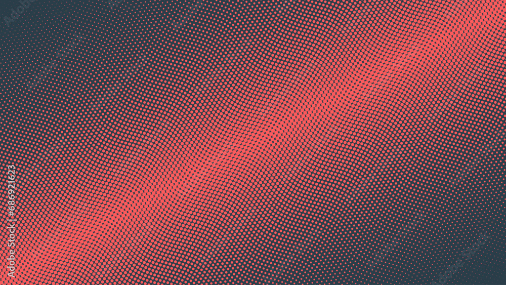 Poster pop art dots wavy half tone pattern vector tilted border red abstract background. dot work design co