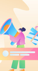 Invite friends to conduct questionnaire flat vector concept operation hand drawn illustration
