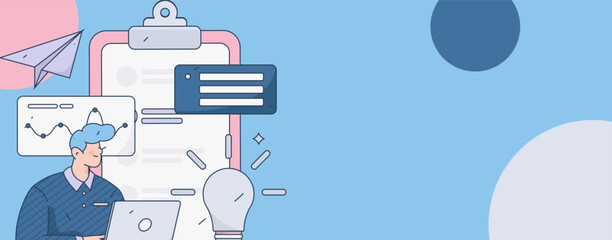 Invite friends to conduct questionnaire flat vector concept operation hand drawn illustration
