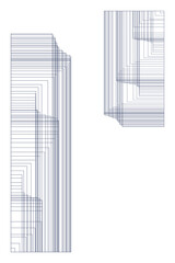 Obraz premium Portrait abstract line art white background future sketch illustration design landspace drawing 