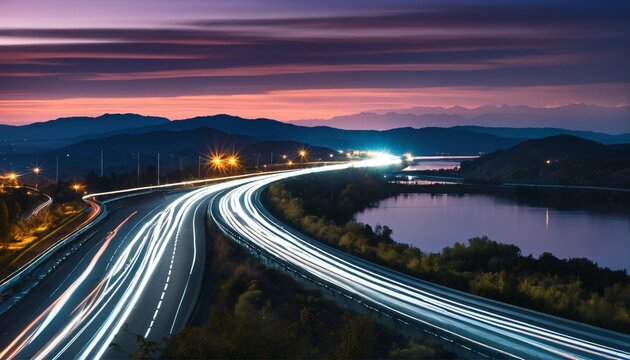 Highway long exposure photography at night - capturing light movements