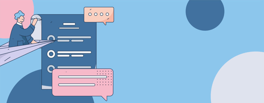 Invite friends to conduct questionnaire flat vector concept operation hand drawn illustration
