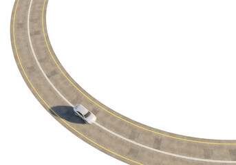 car driving in loop or circle road