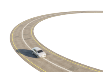 car driving in loop or circle road