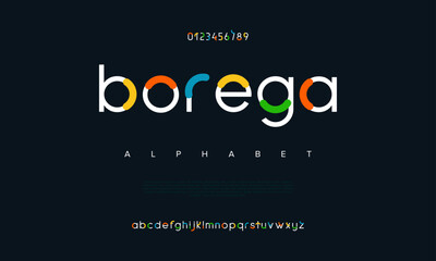 Borega creative modern urban alphabet font. Digital abstract moslem, futuristic, fashion, sport, minimal technology typography. Simple numeric vector illustration